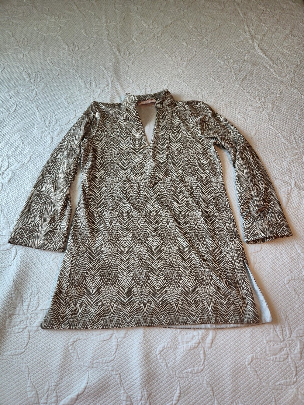 Jude Connally Brown and Cream Chevron Tunic